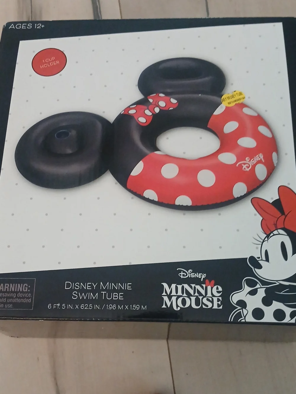 Disney Minnie Mouse Black & Red Polka Dot Swim Tube with Cup Holder